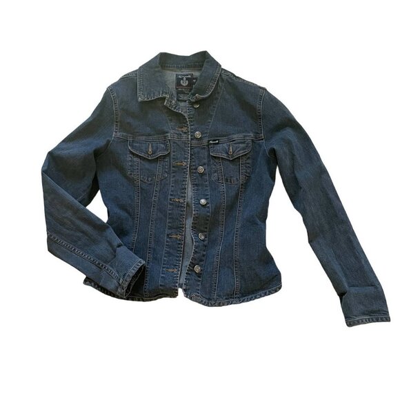 Faconnable Vintage Jeans Jacket Women X-Small Blue Collared Pockets Button Down - Picture 1 of 7